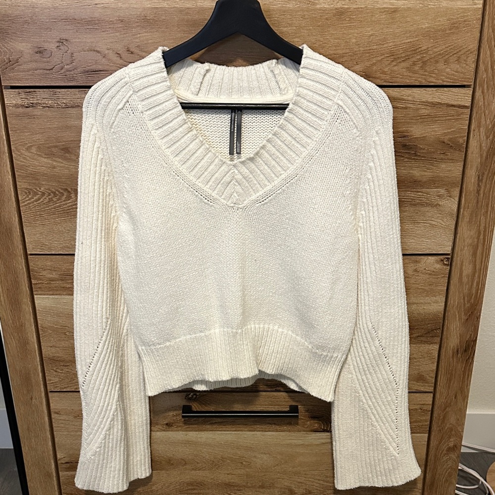 Anthropologie Cream V-Neck Sweater